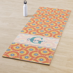 Custom Name Art Deco Aegean Summer Radiant Mandala Yoga Mat