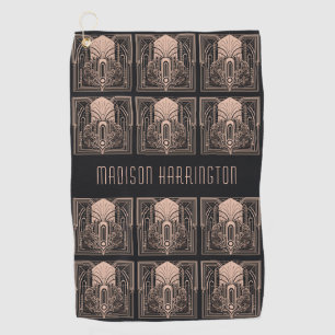 Custom Name Art Deco Golf Towel