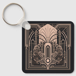 Custom Name Art Deco Keychain
