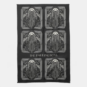 Custom Name Art Deco Kitchen Towel