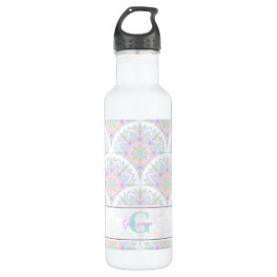 Custom Name Art Deco Pastel Rainbow Floral Mandala 710 Ml Water Bottle