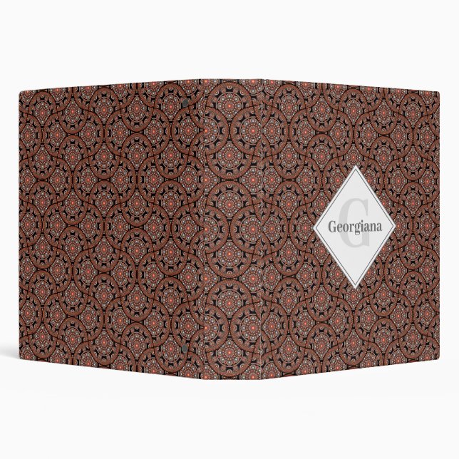 Custom Name Art Deco Safari Sunset Boho Mandala Binder (Background)