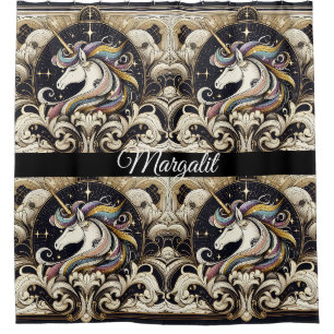Custom Name Art Nouveau Pastel Rainbow Unicorn