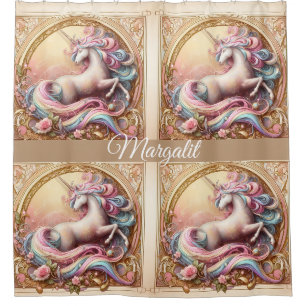 Custom Name Art Nouveau Pastel Rainbow Unicorn