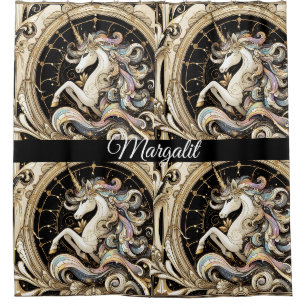 Custom Name Art Nouveau Pastel Rainbow Unicorn