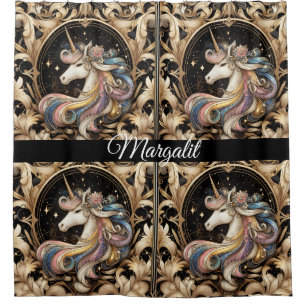 Custom Name Art Nouveau Pastel Rainbow Unicorn