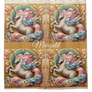 Custom Name Art Nouveau Pastel Rainbow Unicorn