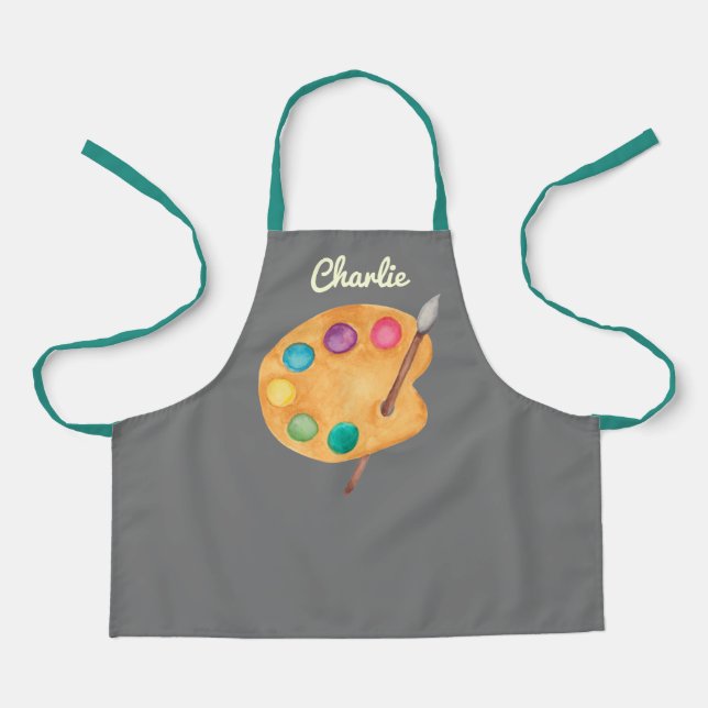 custom NAME Artist art palette paint kids apron  (Front)