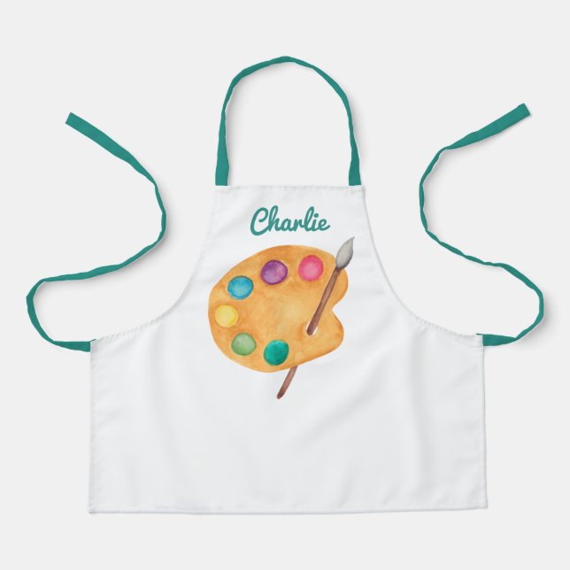 custom NAME Artist art palette paint kids apron  (Front)