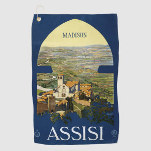 Custom name Assisi Italy Vintage Travel Golf Towel