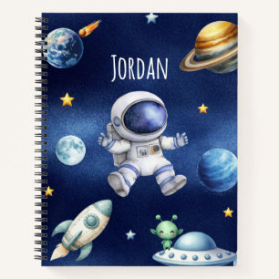 Custom Name Astronaut Space Plane Back to School  Notebook