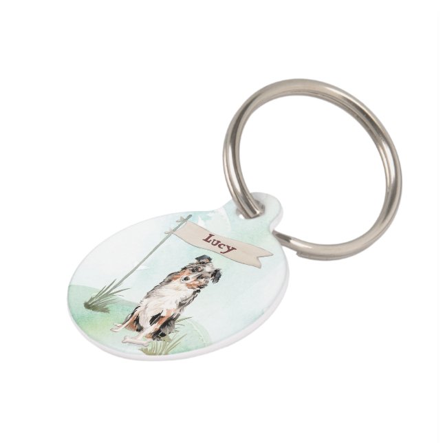 Custom Name Australian Shepherd Pet Dog Pet Tag (Side)