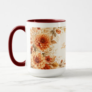 Custom Name Autumn Floral Live Laugh Love Cozy Mug