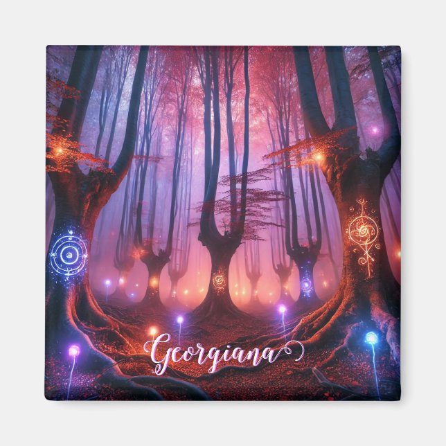 Custom Name Autumnal Enchanted Whimsigoth Forest Magnet (Front)