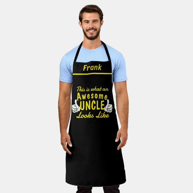 Custom Name Awesome Uncle Aprons, Personalized Apron (Worn)
