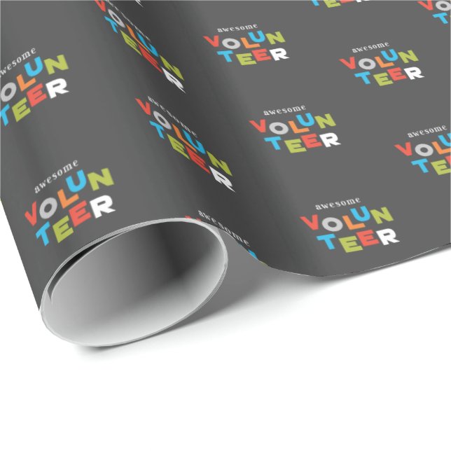 Custom Name, Awesome Volunteer Appreciation Wrapping Paper (Roll Corner)