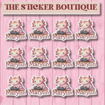 Custom Name Axolotl Gaming Sticker Pack