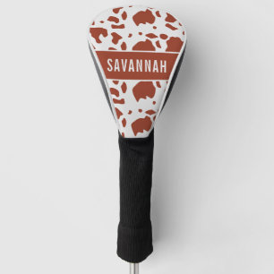 Custom Name Ayrshire Cow Animal Print Pattern Golf Head Cover