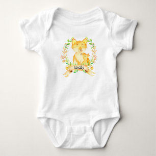 Custom Name Baby Bodysuit Mom and Baby Fox Style 1