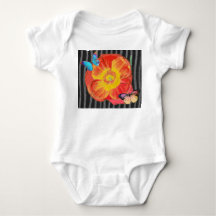 CUSTOM NAME BABY COTTON BODYSUIT RED POPPY