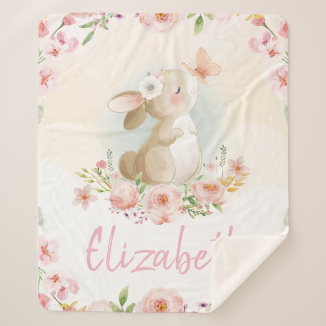 Custom name baby Nursery  Sherpa Blanket (Front)