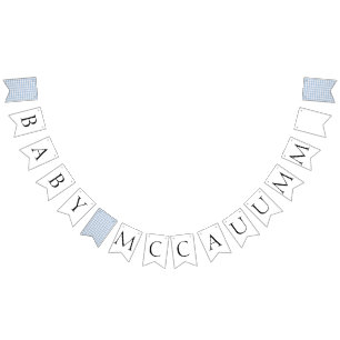 Custom Name Baby Q Baby Shower Barbecue Boy Blue Bunting Flags