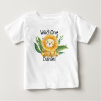 Custom Name Baby Toddler T Shirt Top Wild One Lion