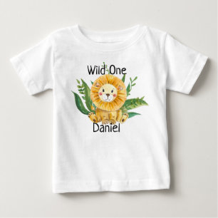 Custom Name Baby Toddler T Shirt Top Wild One Lion