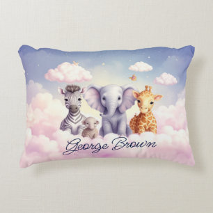 Custom Name Baby Zebra with all his friends Accent Pillow