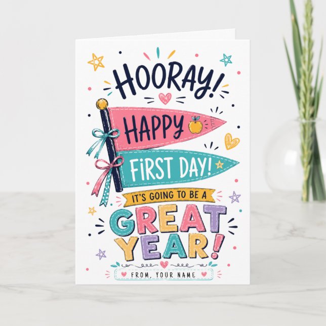 Custom name back to school Printable gift Teachers Card (Front)