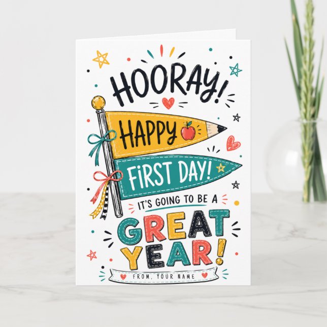 Custom name back to school Printable gift Teachers Card (Front)
