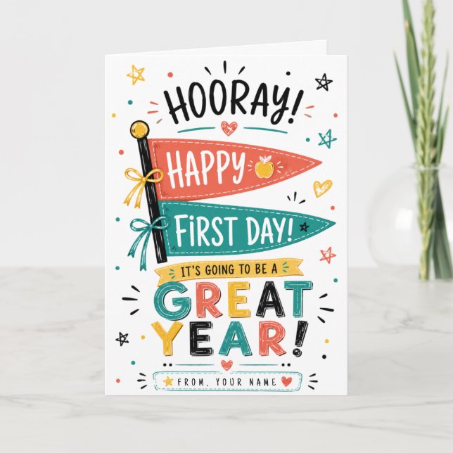 Custom name back to school Printable gift Teachers Card (Front)