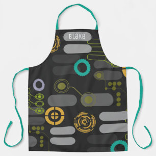 Custom Name & Background Tech Circuitry Digital Apron
