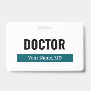 Custom name badge with clip for medical doctor MD