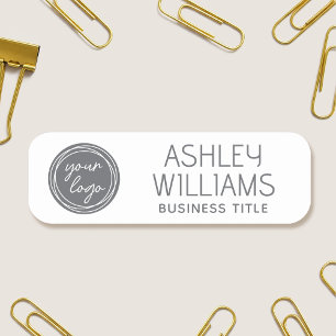 Custom Name Badge with Logo for Staff Modern White