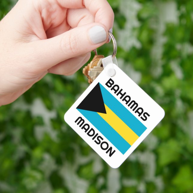 Custom Name Bahamas Flag Keychain (Hand)