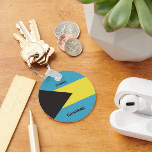 Custom Name Bahamas Flag Keychain