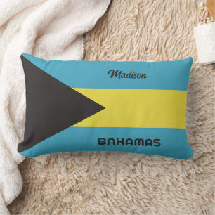 Custom Name Bahamas Flag Lumbar Pillow