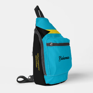 Custom Name Bahamas Flag Sling Bag