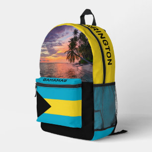 Custom Name Bahamas Sunset Printed Backpack