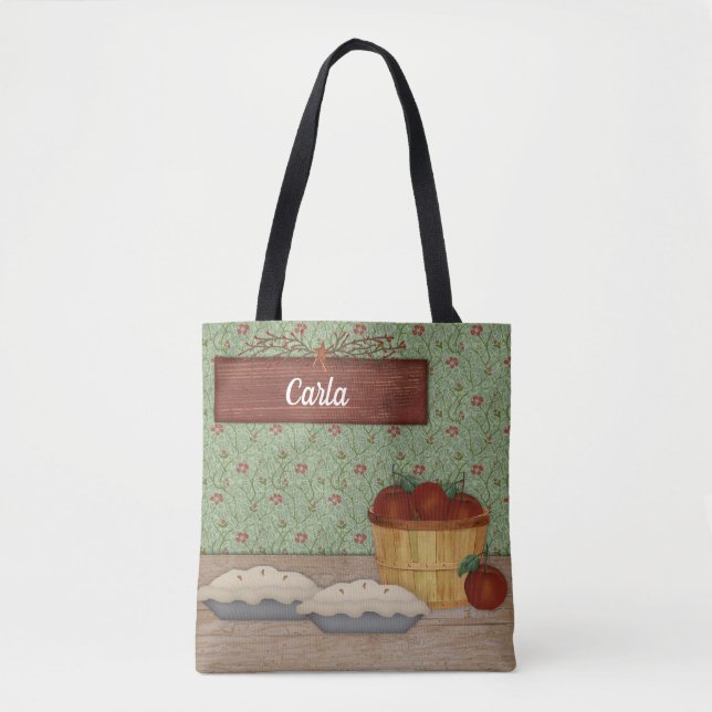 Custom Name Baking Apple Pie Country Tote Bag (Front)