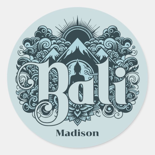 Custom Name Bali Classic Round Sticker (Front)