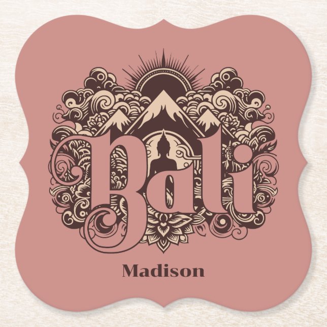 Custom Name Bali Paper Coaster (Front)
