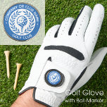 Custom Name Ball Marker Blue Personalized Golf Glove<br><div class="desc">Create your own unique golf glove and ball marker! A classic design featuring a victory laurel wreath, framing a golf ball and tee. This editable template can be customized for a golf club, country club, company name, team player, golf club member or individual golfer. Perfect for commemorating special days, corporate...</div>