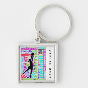 Custom Name Ball Personalised  Netball Keyring