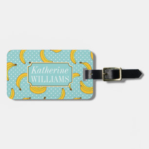 Custom Name Bananas And Polk Dots Luggage Tag