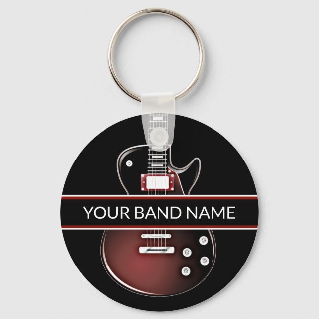 Custom Name Band Guitar Rock & Roll Musician Music Keychain (Front)