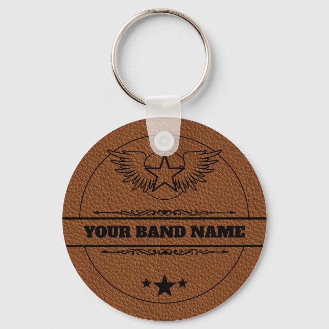 Custom Name Band Merch Rock Country Western Music Keychain (Front)