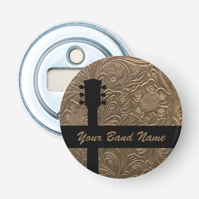 Custom Name Band Merch Rock Guitar Country Music Bottle Opener (Front)