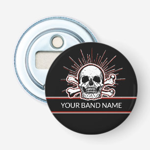 Custom Name Band Skull Bones Rock & Roll Punk Bottle Opener